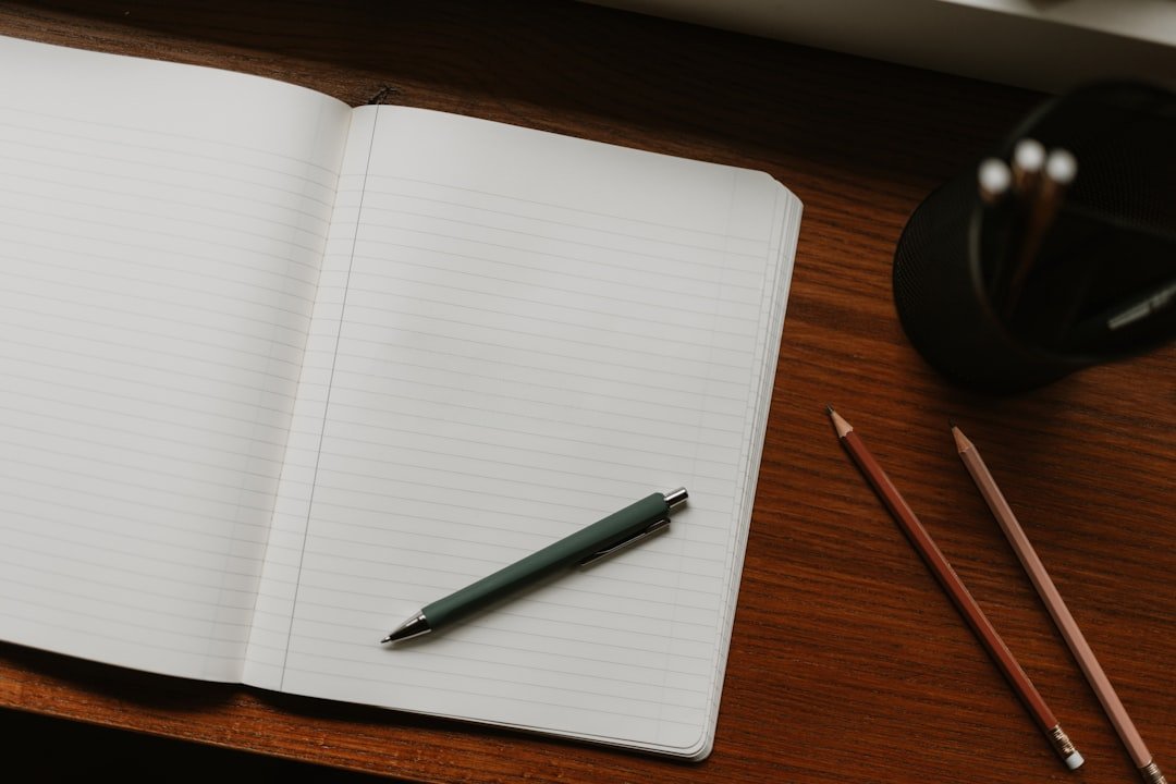 open notebook writing desk